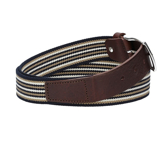 Stretchgürtel|Bandgürtel 35mm in Dunkelbraun gestreift mit Dornschließe - leder-accessoires.com
