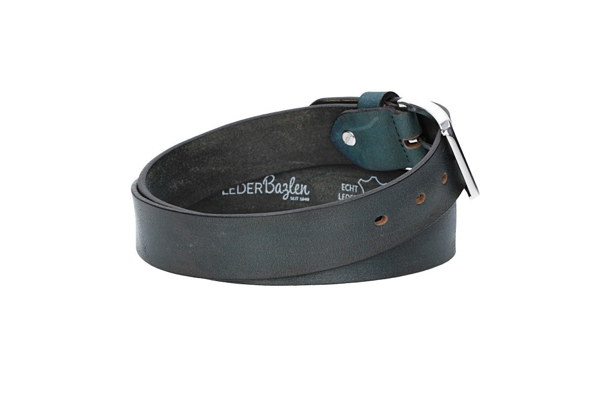 Ledergürtel Blau|Marine 35mm mit Dornschließe in Silber - leder-accessoires.com