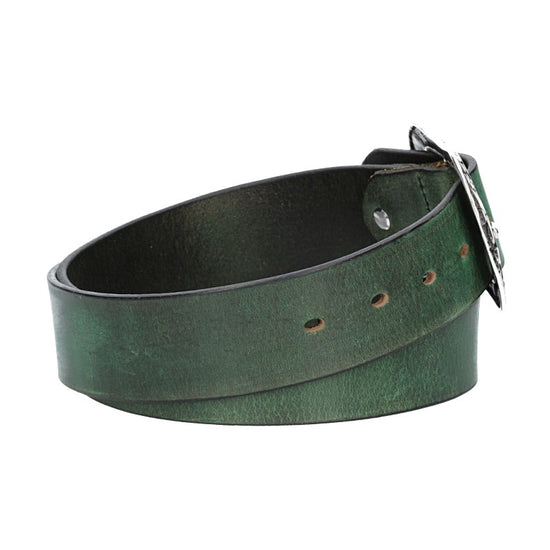 Ledergürtel Grün 40mm mit Blumenschließe - leder-accessoires.com