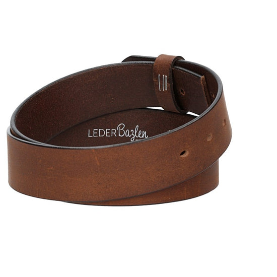 Lederriemen | Gürtelrohling Matt 40mm in Cognac mit Schlaufe und Kapplochteil - leder-accessoires.com