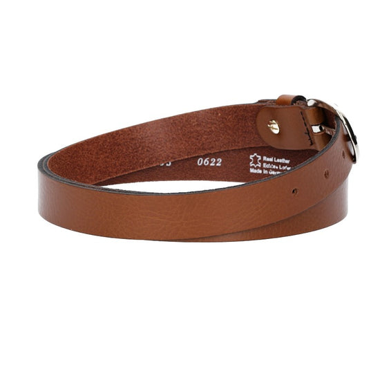 Damengürtel 25mm in Cognac mit Dornschließe in Lightgold - leder-accessoires.com