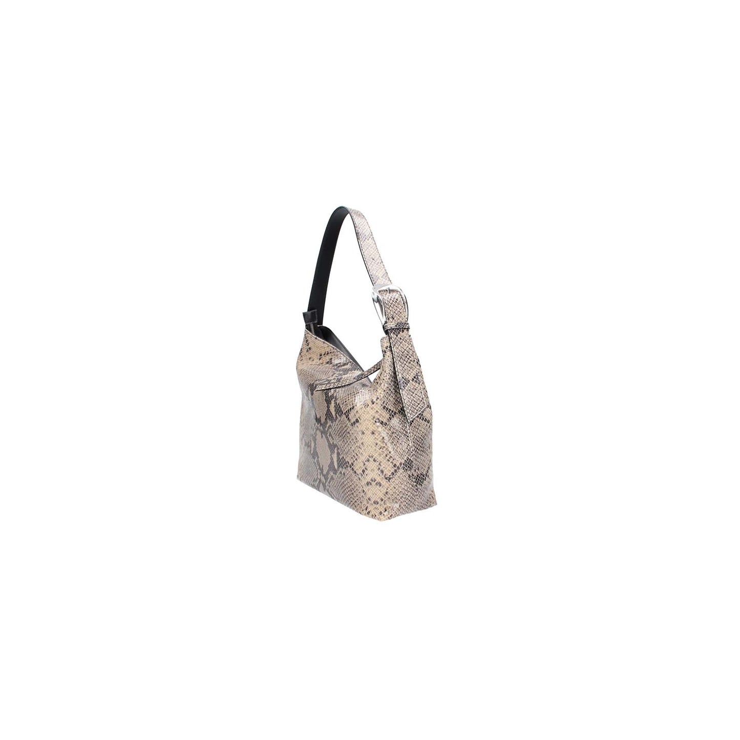 Beuteltasche in Beige|Pythonoptik aus Leder