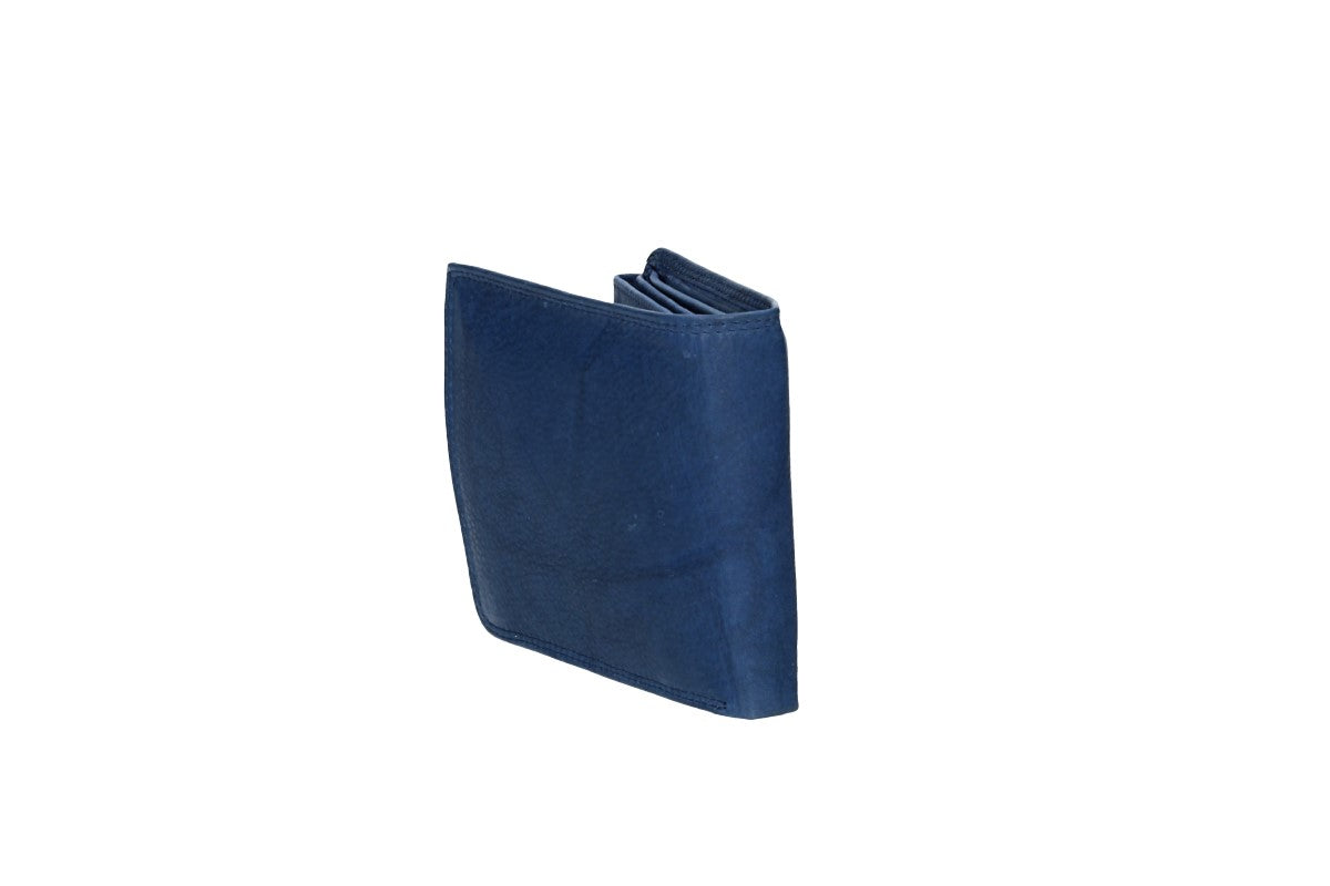 Geldbörse Querformat mit Riegel in Blau|Navy aus Leder