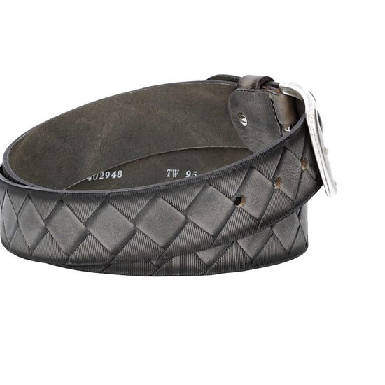 Jeansgürtel 40mm in Taupe|Grau mit Rautenprägung und Dornschließe - leder-accessoires.com