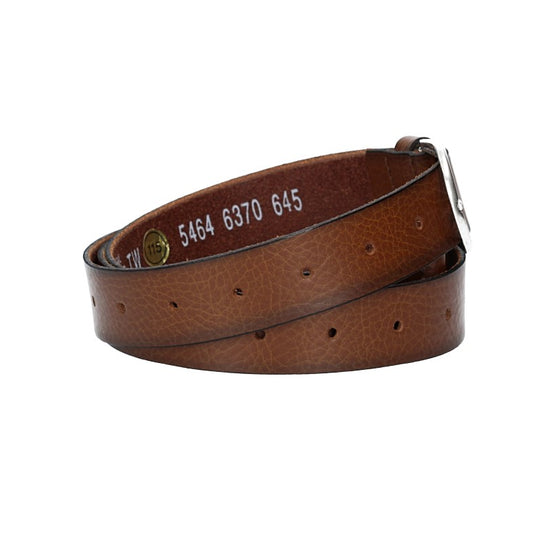 Ledergürtel Überlänge Cognac 35mm mit Schließe in Silber - leder-accessoires.com