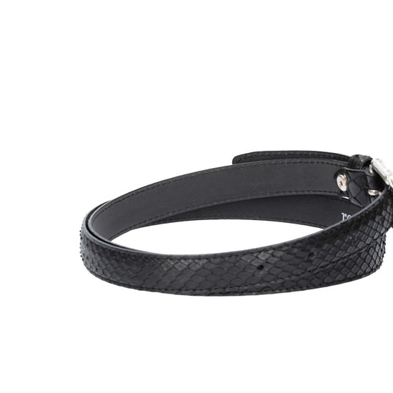 Schlangenledergürtel 20mm in Schwarz  und Dornschließe - leder-accessoires.com