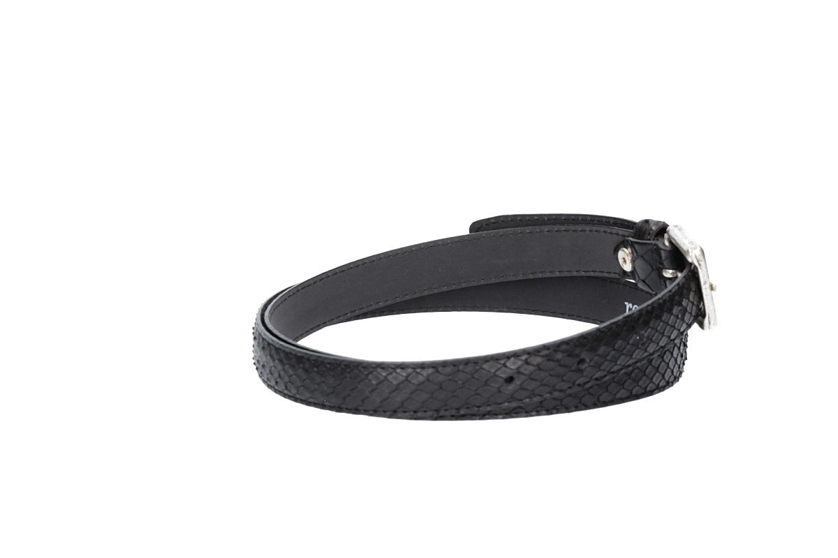 Schlangenledergürtel 20mm in Schwarz  und Dornschließe