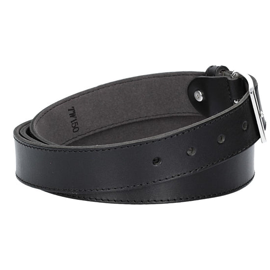Ledergürtel Überlänge Schwarz 35mm abgenäht mit glänzender Schließe - leder-accessoires.com