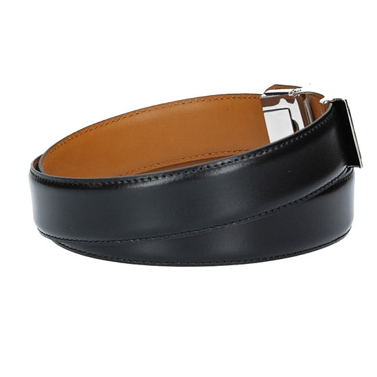 Anzugs| Automatikgürtel 35mm bombiert und abgenäht in Schwarz mit Koppelschließe - leder-accessoires.com