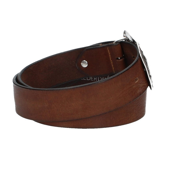 Ledergürtel Cognac 40mm mit Blumenschließe|Koppelschließe - leder-accessoires.com