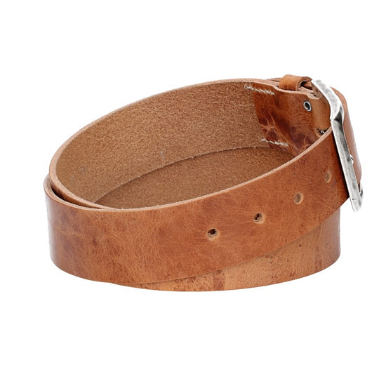 Hochwertiger Ledergürtel 40mm in Natur mit rustikaler Schließe in Silber - leder-accessoires.com