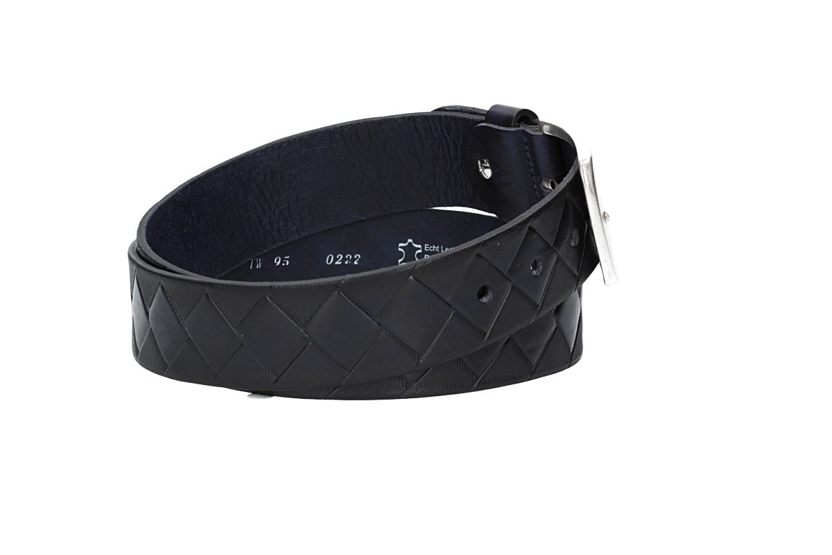 Jeansgürtel 40mm in Dunkelblau mit Rautenprägung und Dornschließe