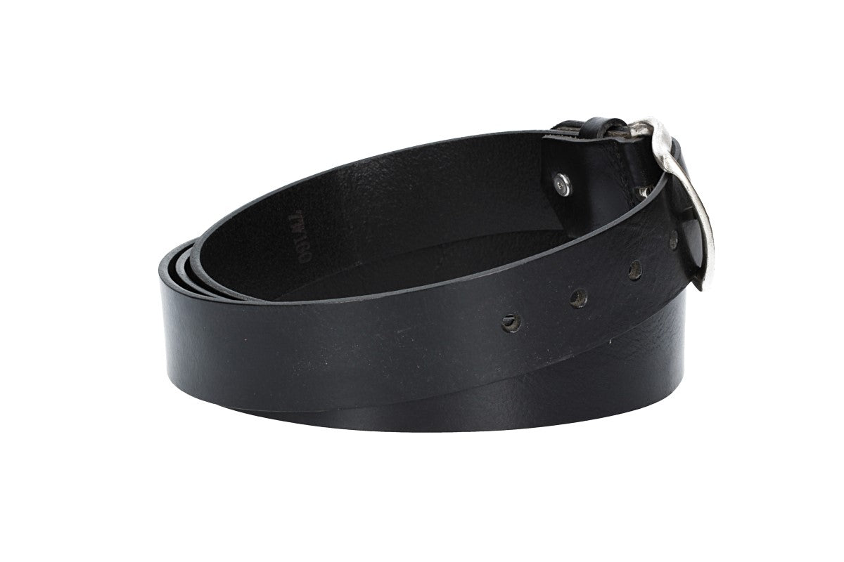 Ledergürtel Überlänge Schwarz 40mm mit glänzender Schließe - leder-accessoires.com