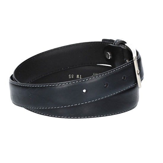 Ledergürtel in Dunkelblau 30mm bombiert mit Schließe in glänzendem Silber - leder-accessoires.com