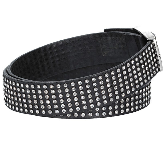 Ledergürtel 40mm in Schwarz mit Swarowski  und Vollschließe Schwarz - leder-accessoires.com