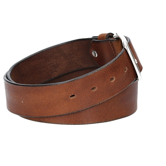 Ledergürtel Cognac 40mm mit Dornschließe in Silber - leder-accessoires.com