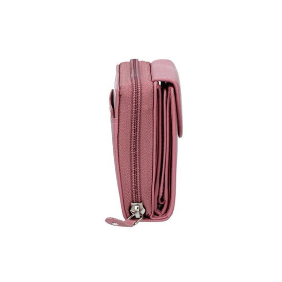 Damenbörse mit Reißverschluss in Altrosa aus Leder - leder-accessoires.com