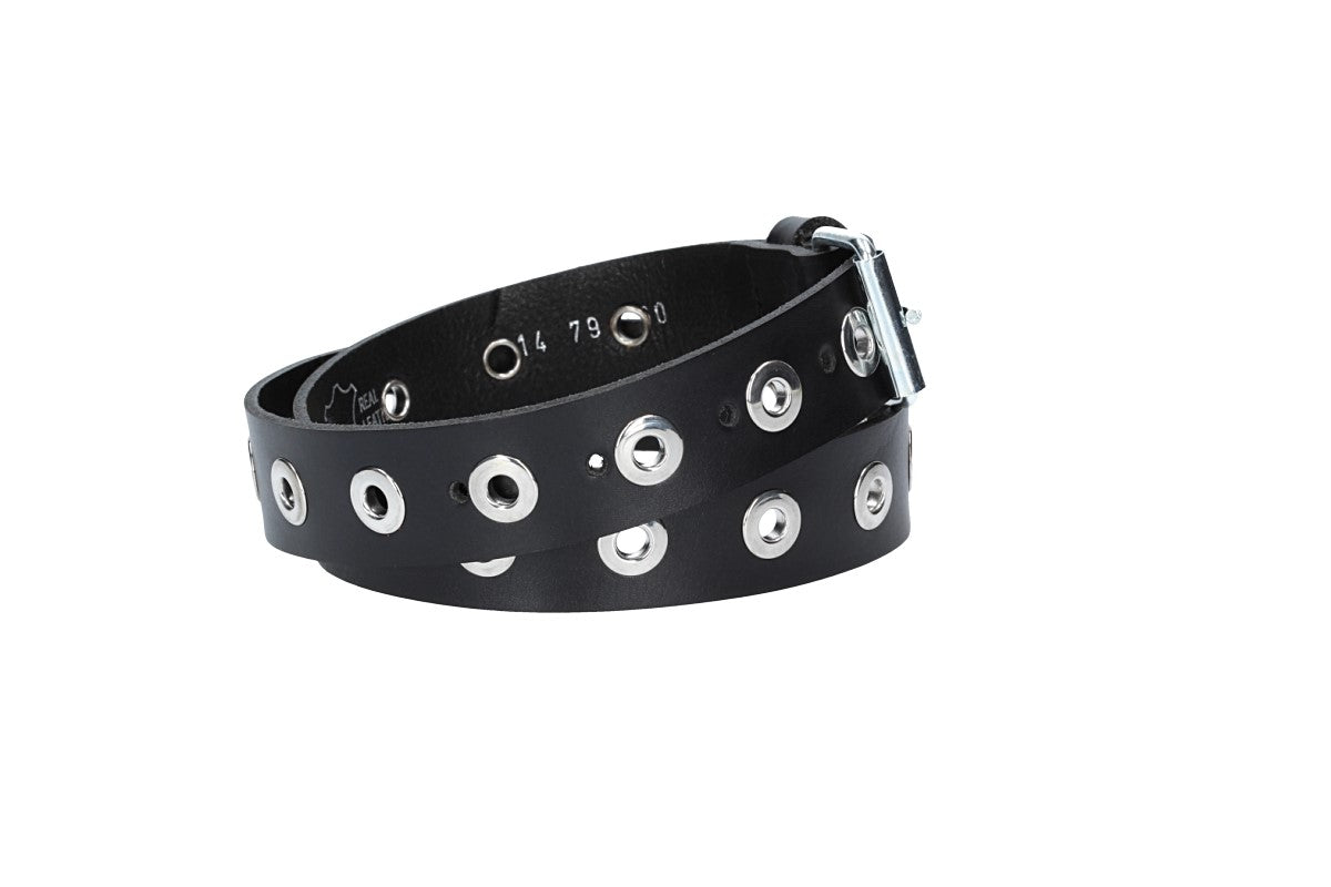 Ledergürtel Kids 25mm in Schwarz mit Ösen und Schließe in Silber