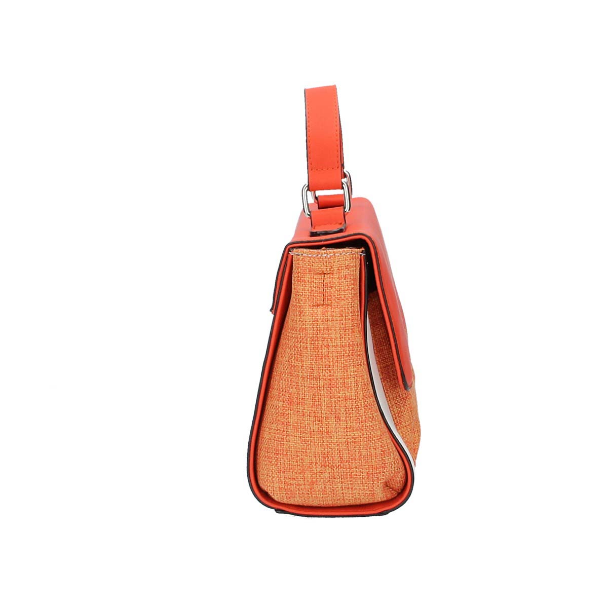Kurzgrifftasche mit Überschlag in Orange|Weiss mit Canvas
