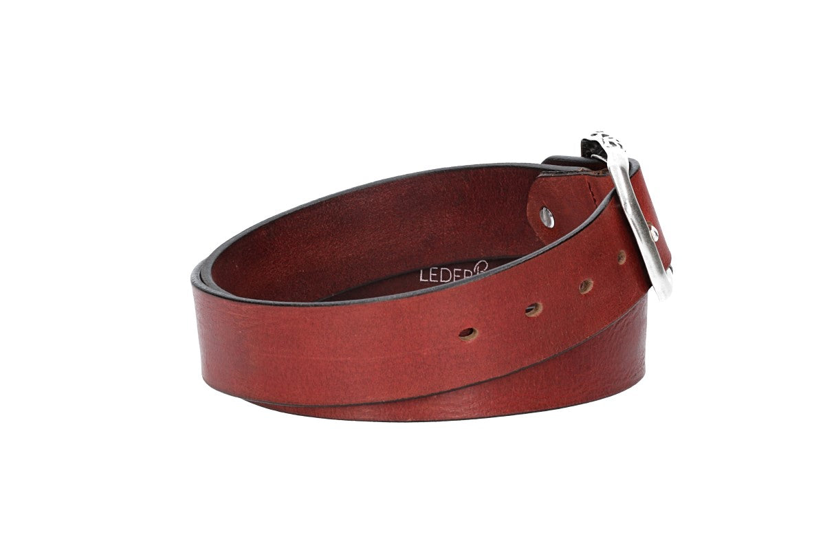 Ledergürtel in Rot 40mm mit Schmuck-Vollschließe