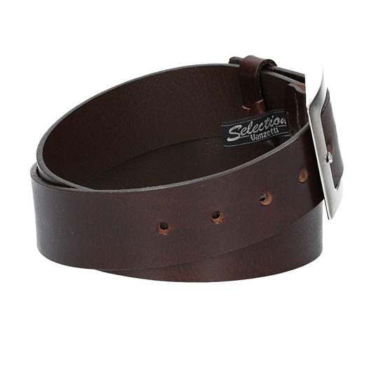 Ledergürtel Braun 40mm mit Vollschließe Silber - leder-accessoires.com