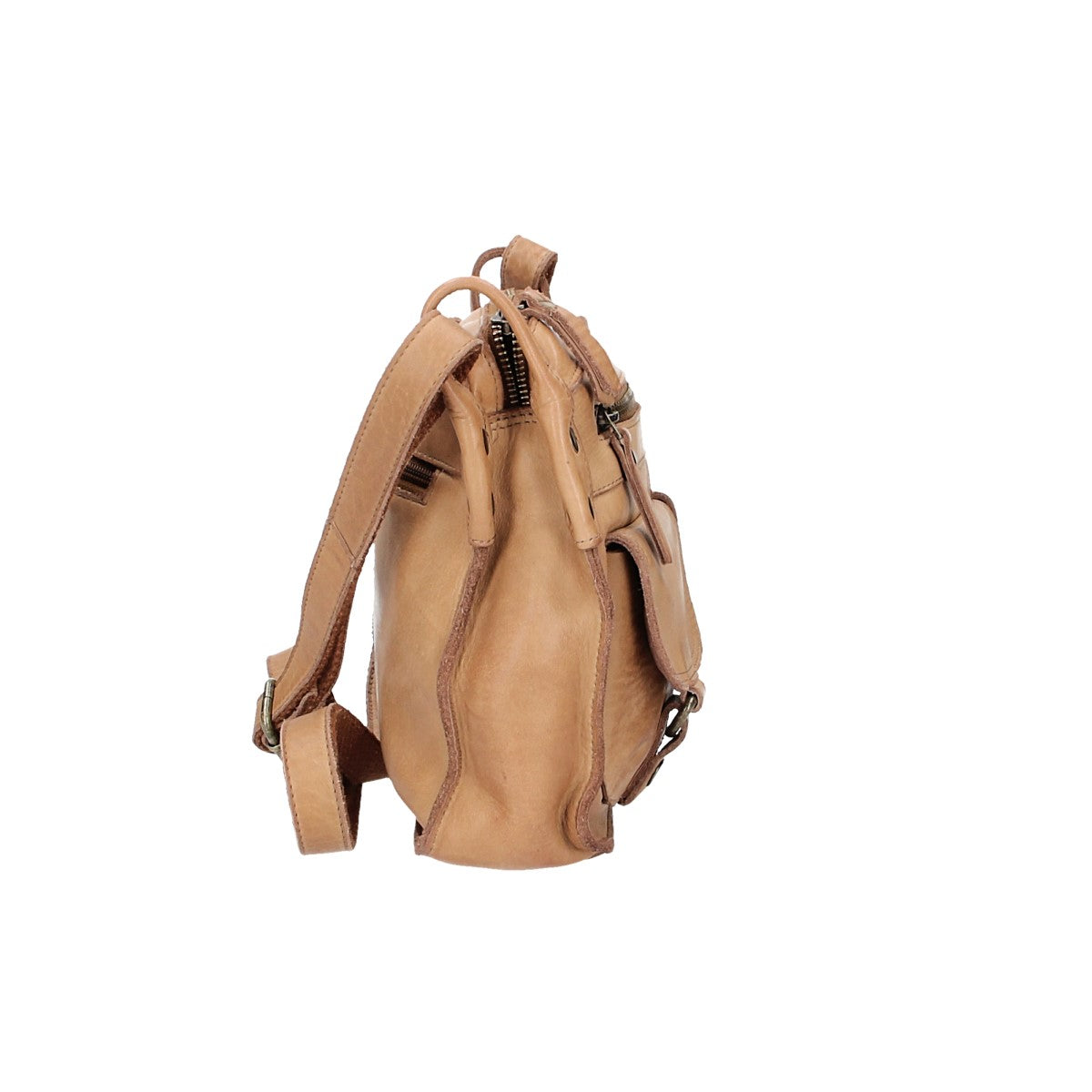 Umhängetasche in Taupe mit Reißverschluss und zwei Vortaschen