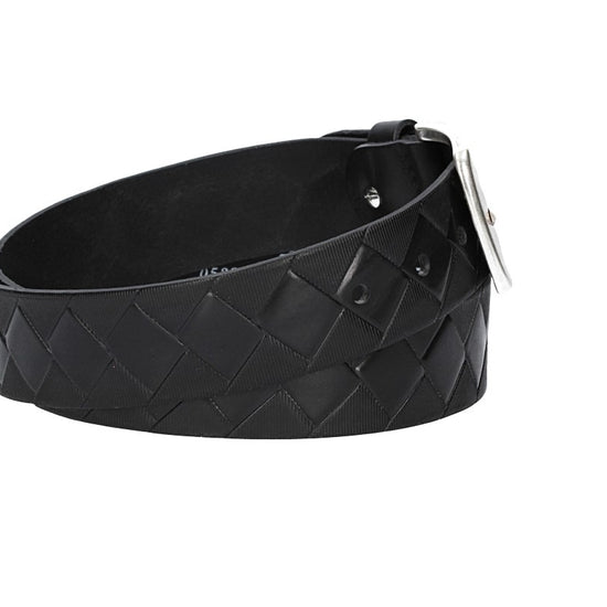 Jeansgürtel 40mm in Schwarz mit Rautenprägung und Dornschließe - leder-accessoires.com