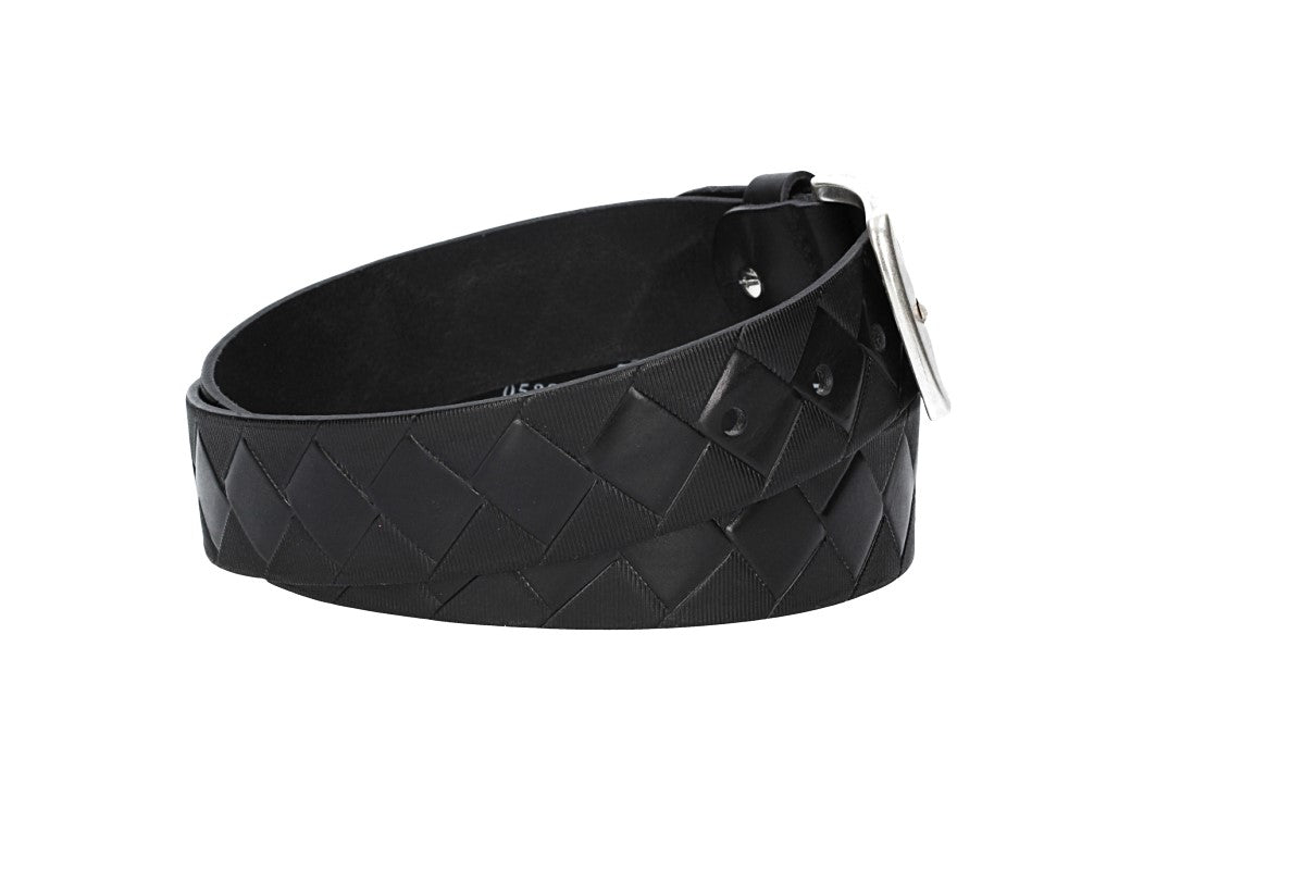 Jeansgürtel 40mm in Schwarz mit Rautenprägung und Dornschließe