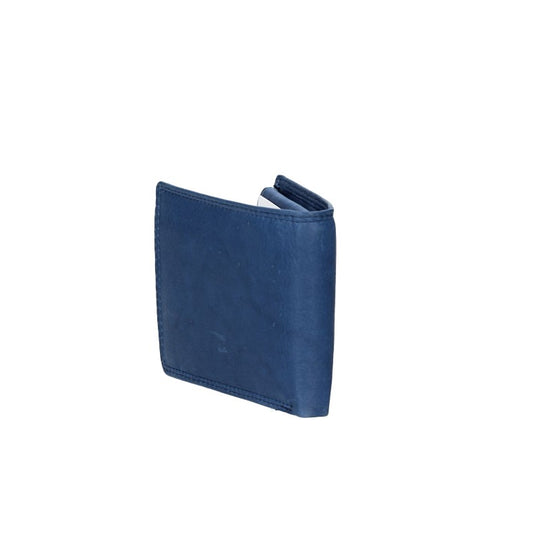 Geldbörse Querformat klein in Blau|Navy aus Leder - leder-accessoires.com
