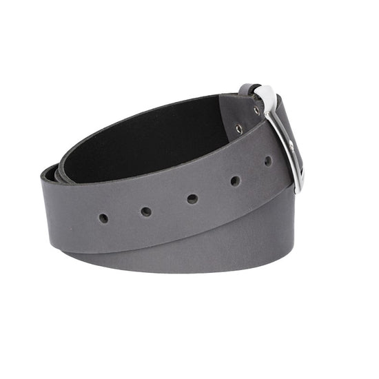 Ledergürtel Überlänge Grau 40mm mit glänzender Schließe in Silber - leder-accessoires.com