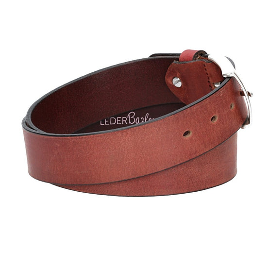 Ledergürtel Rot 40mm mit Dornschließe in Silber - leder-accessoires.com