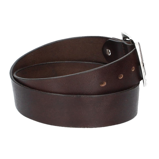 Ledergürtel Braun 40mm mit Vollschließe in Silber - leder-accessoires.com