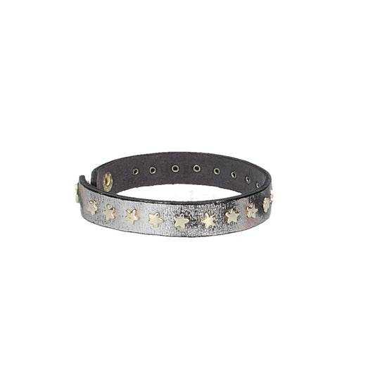 Armband Silber|Metallic mit Sternen aus Leder - leder-accessoires.com