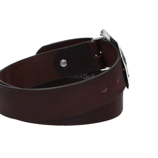 Ledergürtel Rot 40mm mit Blumenschließe|Koppelschließe - leder-accessoires.com