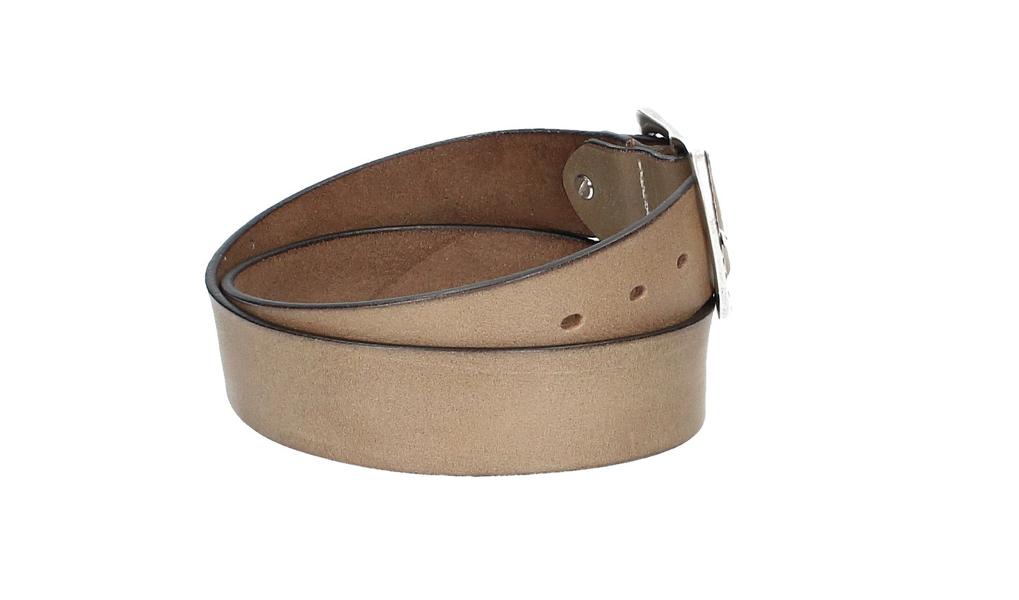 Ledergürtel Sand|Beige 40mm mit Vollschließe in Silber