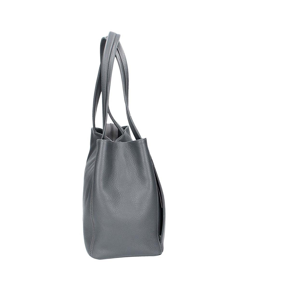 Schultertasche in Grau aus Leder