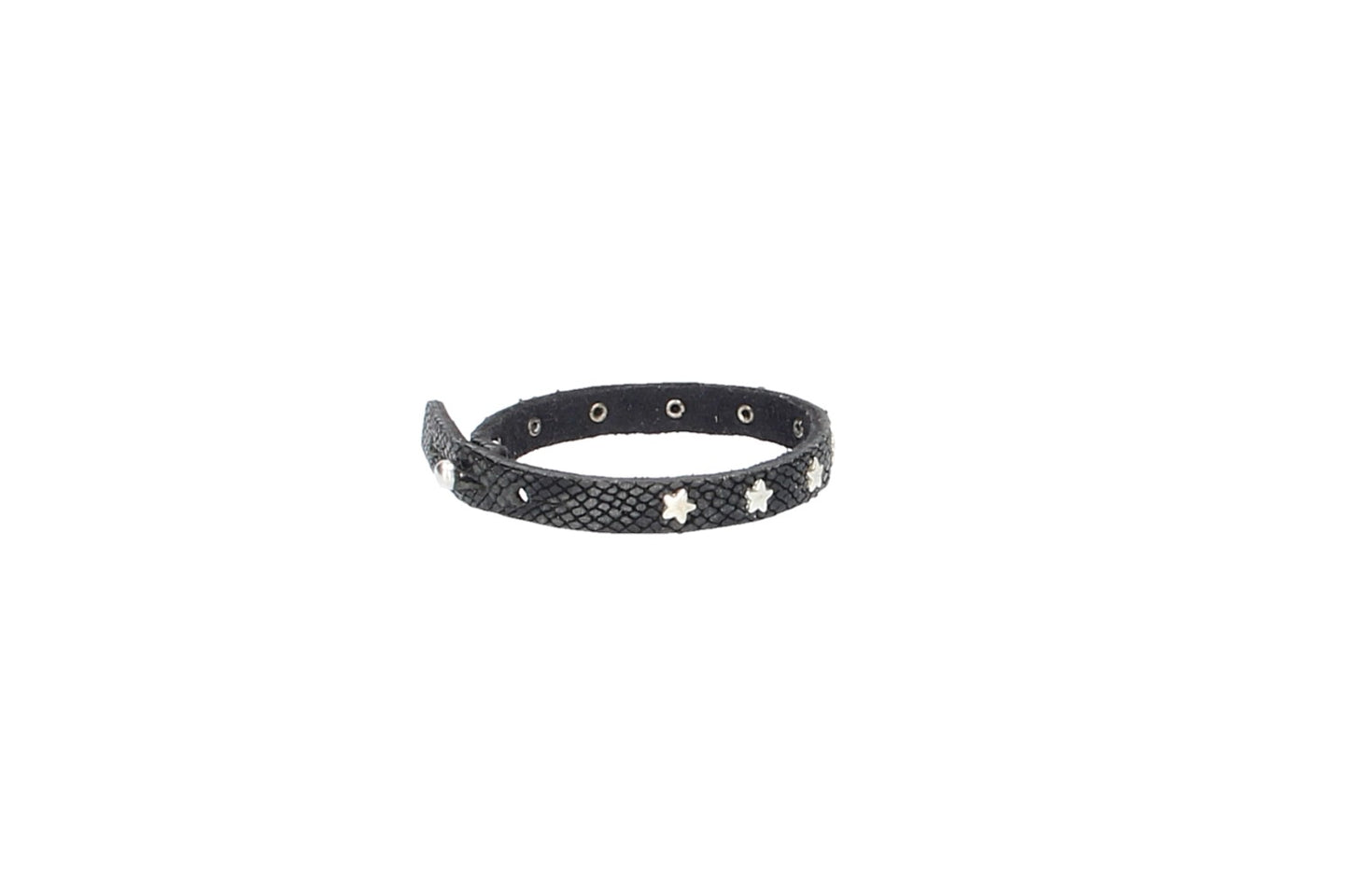 Armband in Echsenoptik  Schwarz mit Sternennieten aus Leder