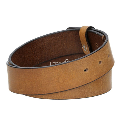 Lederriemen | Gürtelrohling Matt 40mm in Ocker|Senfgelb mit Schlaufe und Kapplochteil - leder-accessoires.com