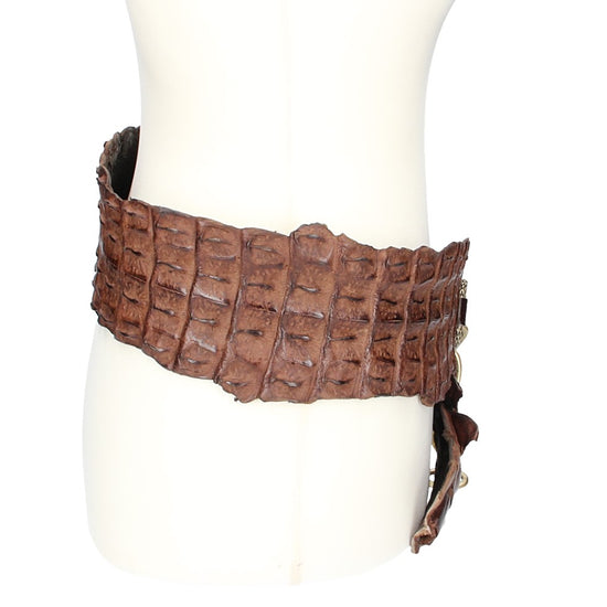 Krokodilgürtel echt Braun mit Kettenverschluss in Silber - leder-accessoires.com