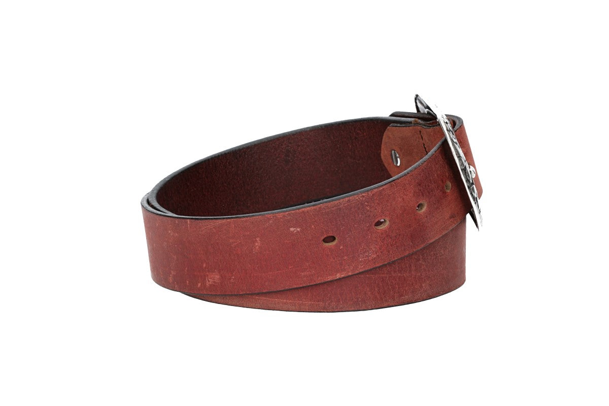 Ledergürtel Rot 40mm mit Blumenschließe