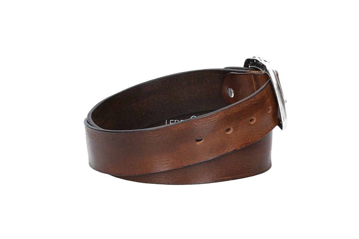 Ledergürtel in Cognac 40mm mit Schmuck-Vollschließe