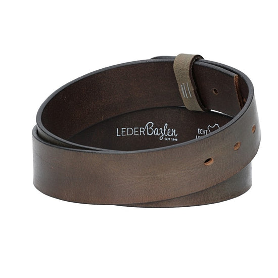 Lederriemen | Gürtelrohling Glanz 40mm in Grau mit Schlaufe und Kapplochteil - leder-accessoires.com