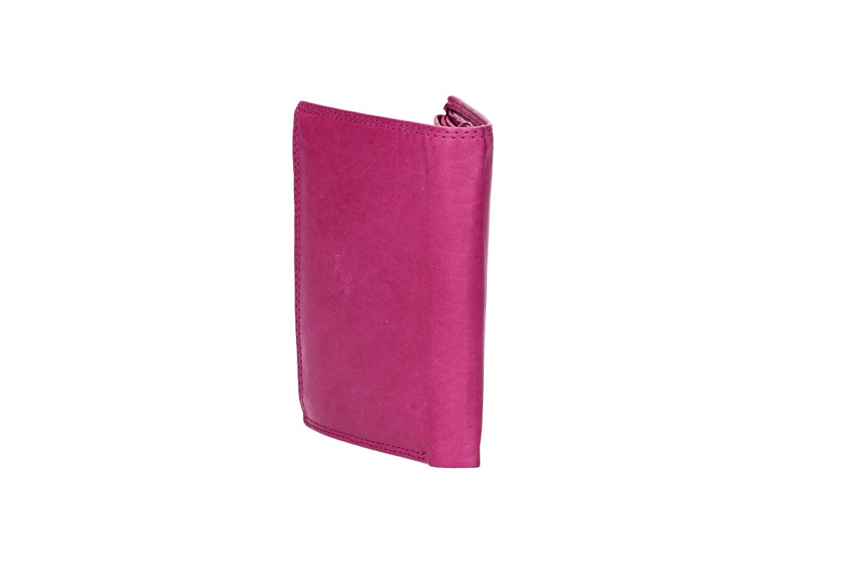 Geldbörse Hochformat mit Riegel in Pink aus Leder