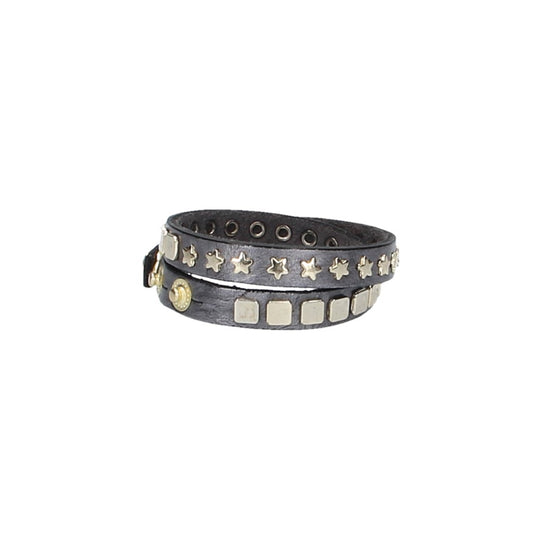 Armband doppelt Blau|Gold aus Leder - leder-accessoires.com