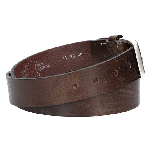 Hochwertiger Ledergürtel 35mm in Braun mit rustikaler Schließe in Silber - leder-accessoires.com