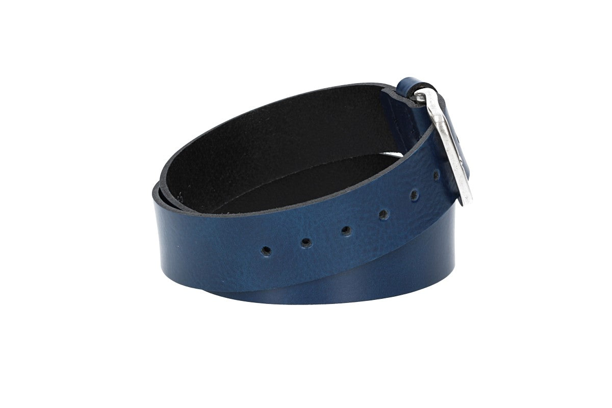 Ledergürtel Kids 30mm in Blau|Marine mit Dornschließe in Silber