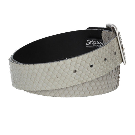 Schlangenledergürtel 40mm Grau und Vollschließe in Silber - leder-accessoires.com