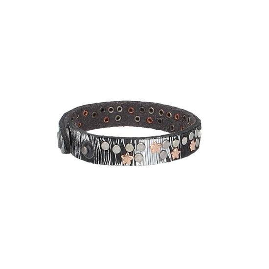 Armband Silber|Metallic mit Nieten aus Leder - leder-accessoires.com
