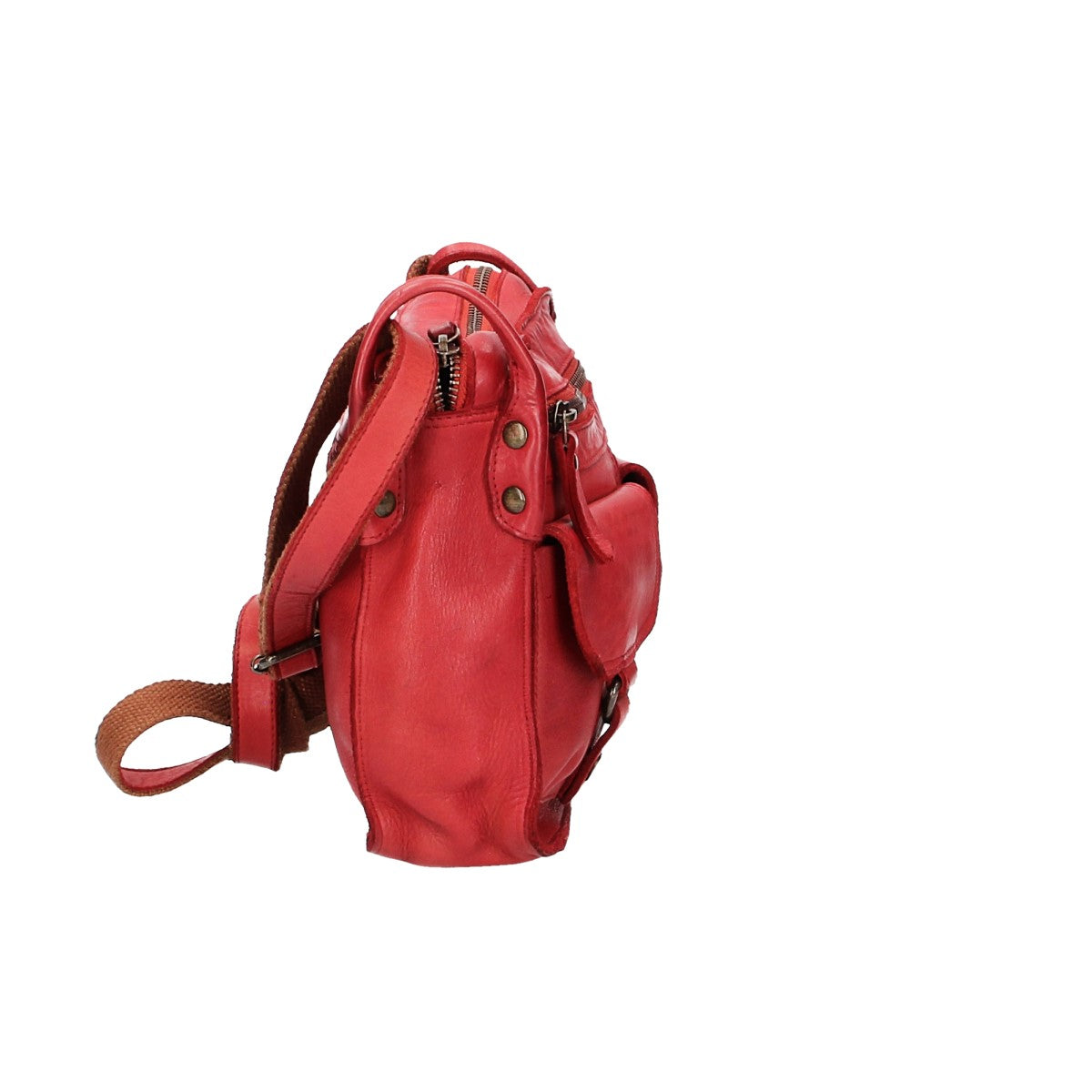Umhängetasche in Rot mit Reißverschluss und zwei Vortaschen