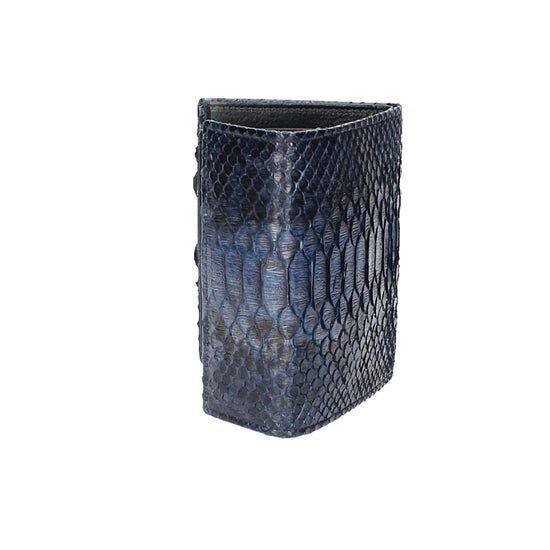 Damenbörse mit Überschlag in Blau aus echtem Schlangenleder - leder-accessoires.com